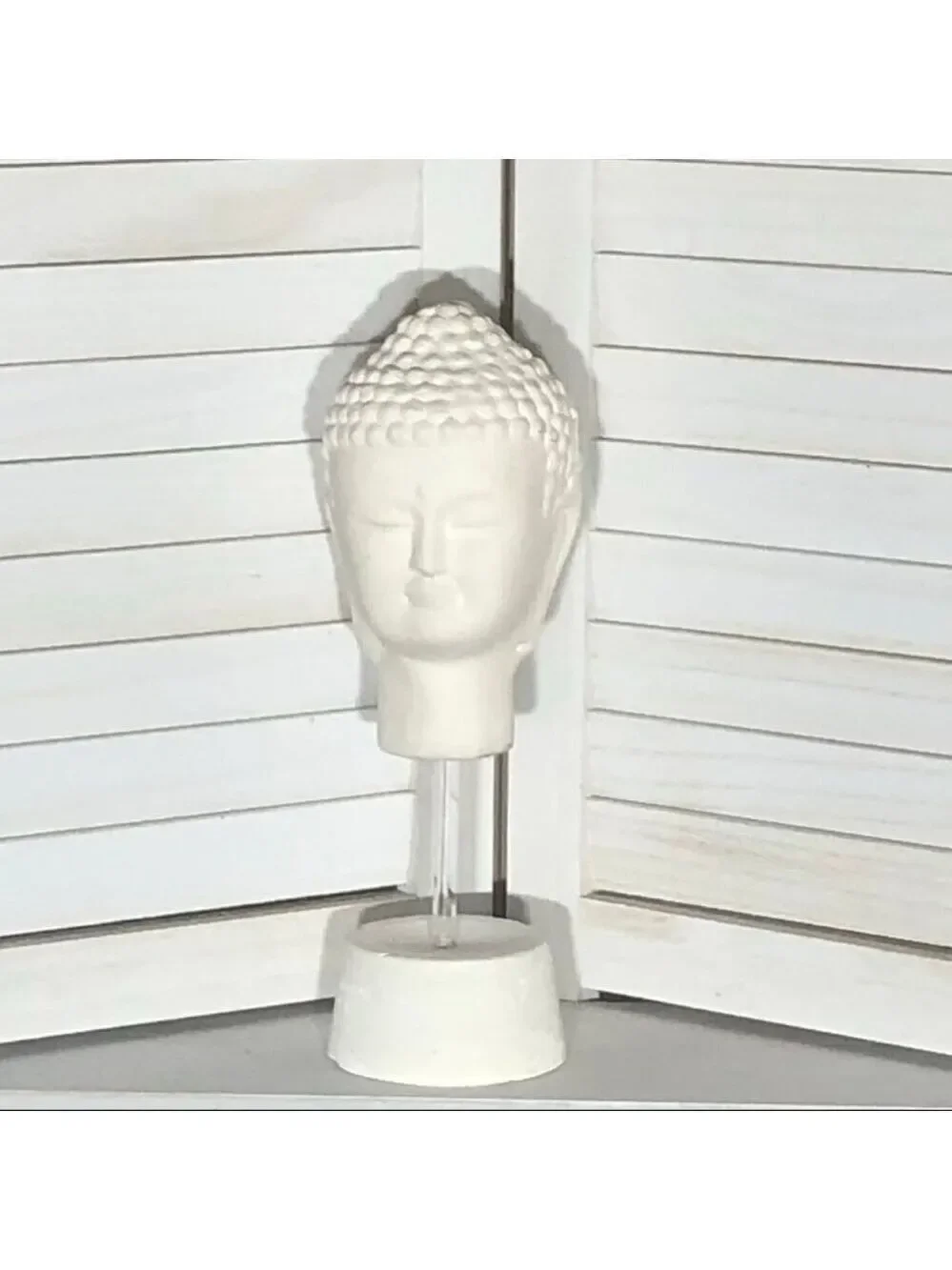 Buddha Head Statue White Ceramic Home Decor